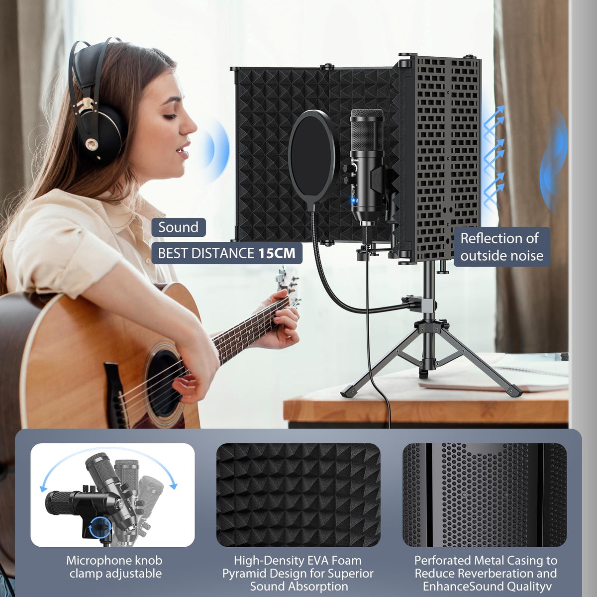 Microphone Isolation Shield with Pop Filter & Tri-Stand Kit K24801