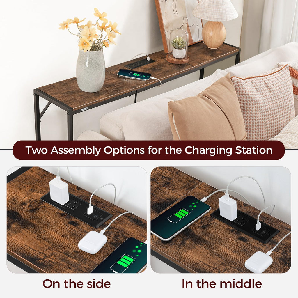 Narrow Sofa Table with Power Station W5069
