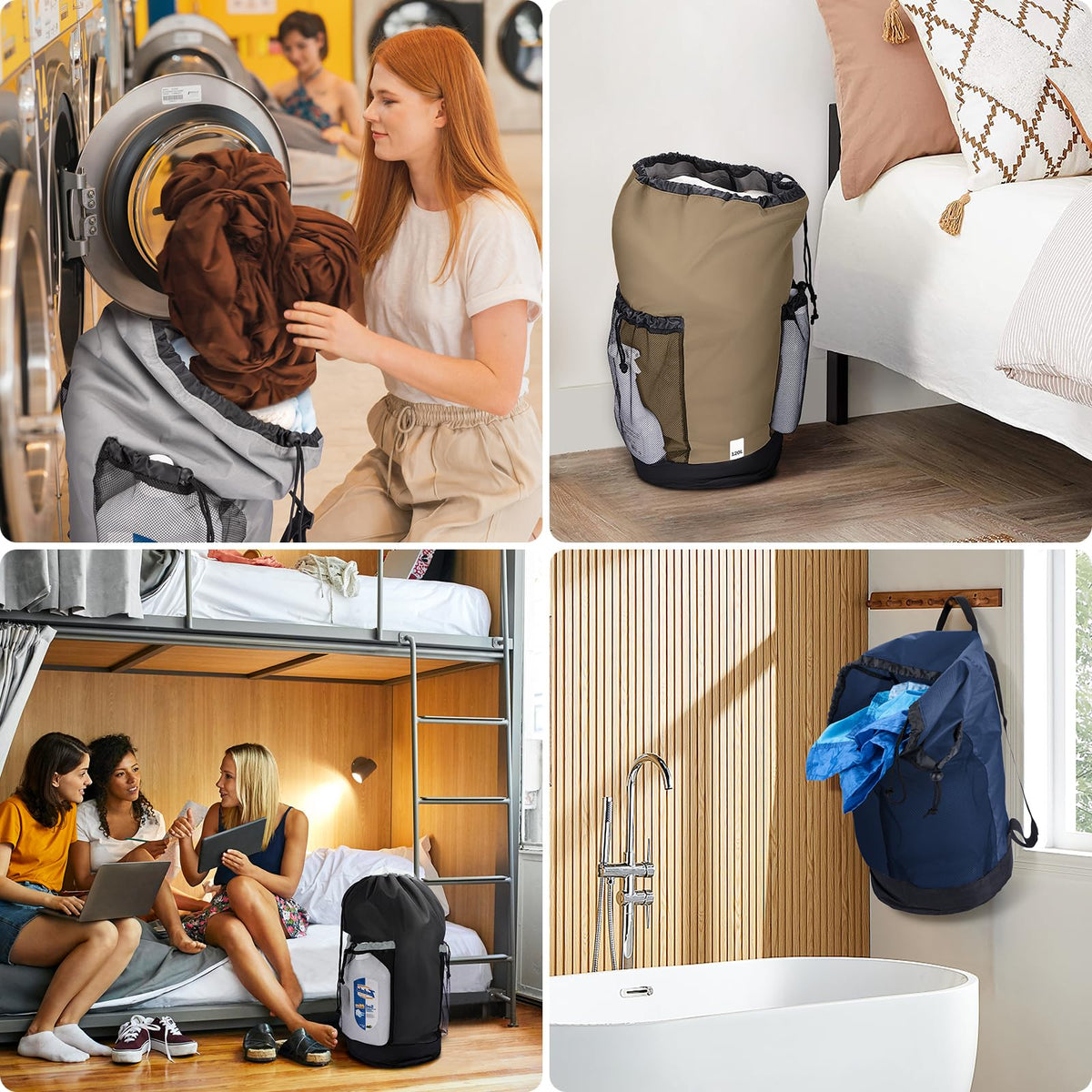 120L Oxford Laundry Bag Backpack with Shoulder Straps T3444