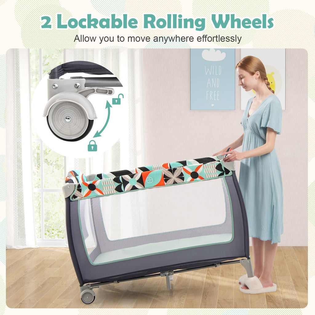 4 in 1 Portable Baby Crib Playpen with Bassinet X74061
