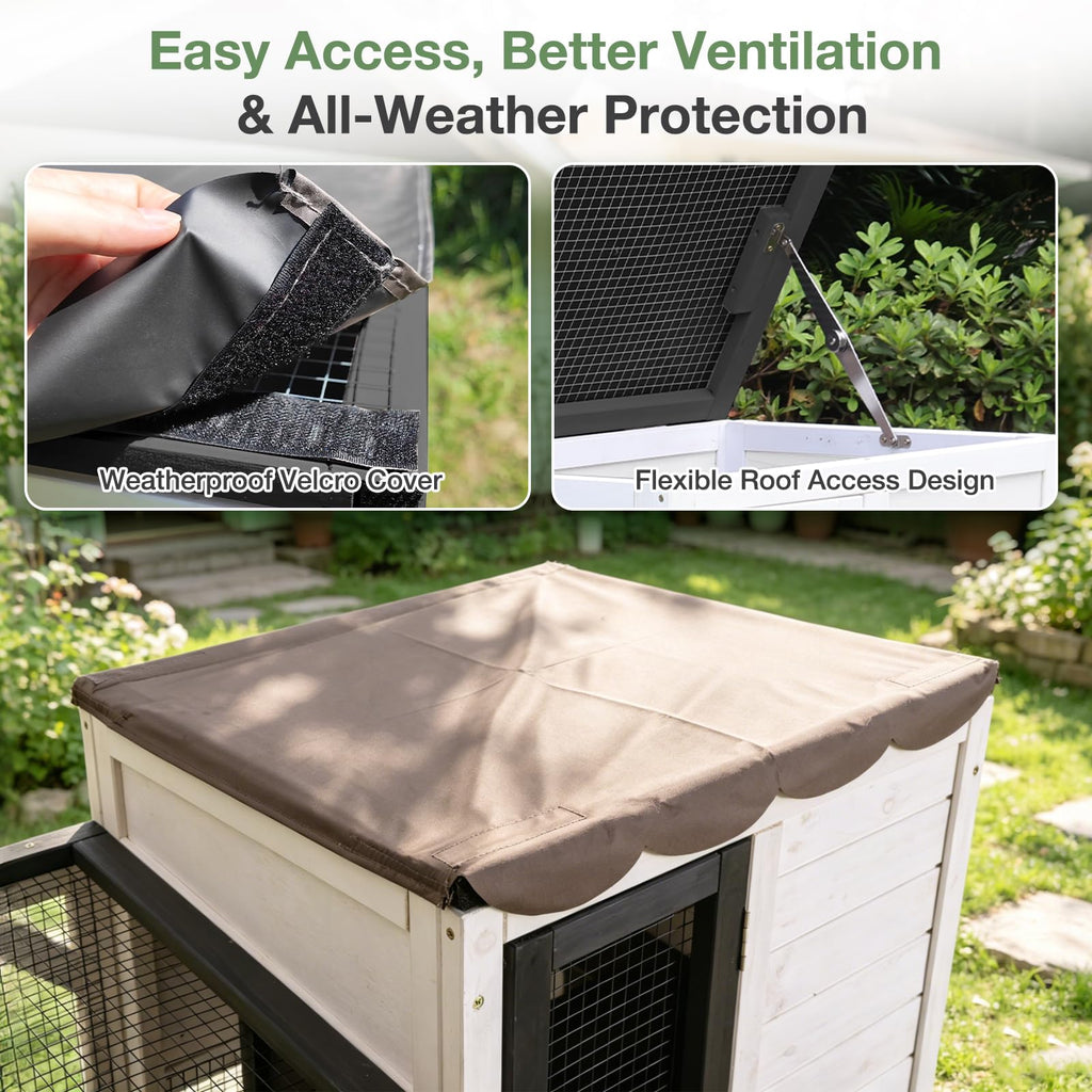 Large 2-Tier Rabbit Hutch with Wheels and Waterproof Roof F253581