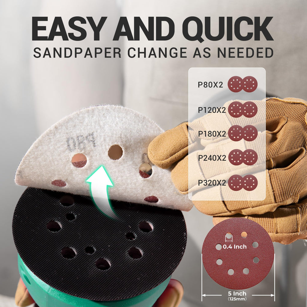 3.0 AMP Corded Random Orbital Sander 6 Speeds 5-Inch N2876