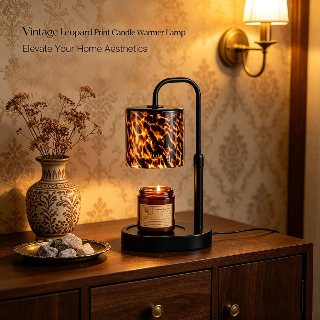 Black Leopard Print Candle Warmer Lamp with Timer C87301