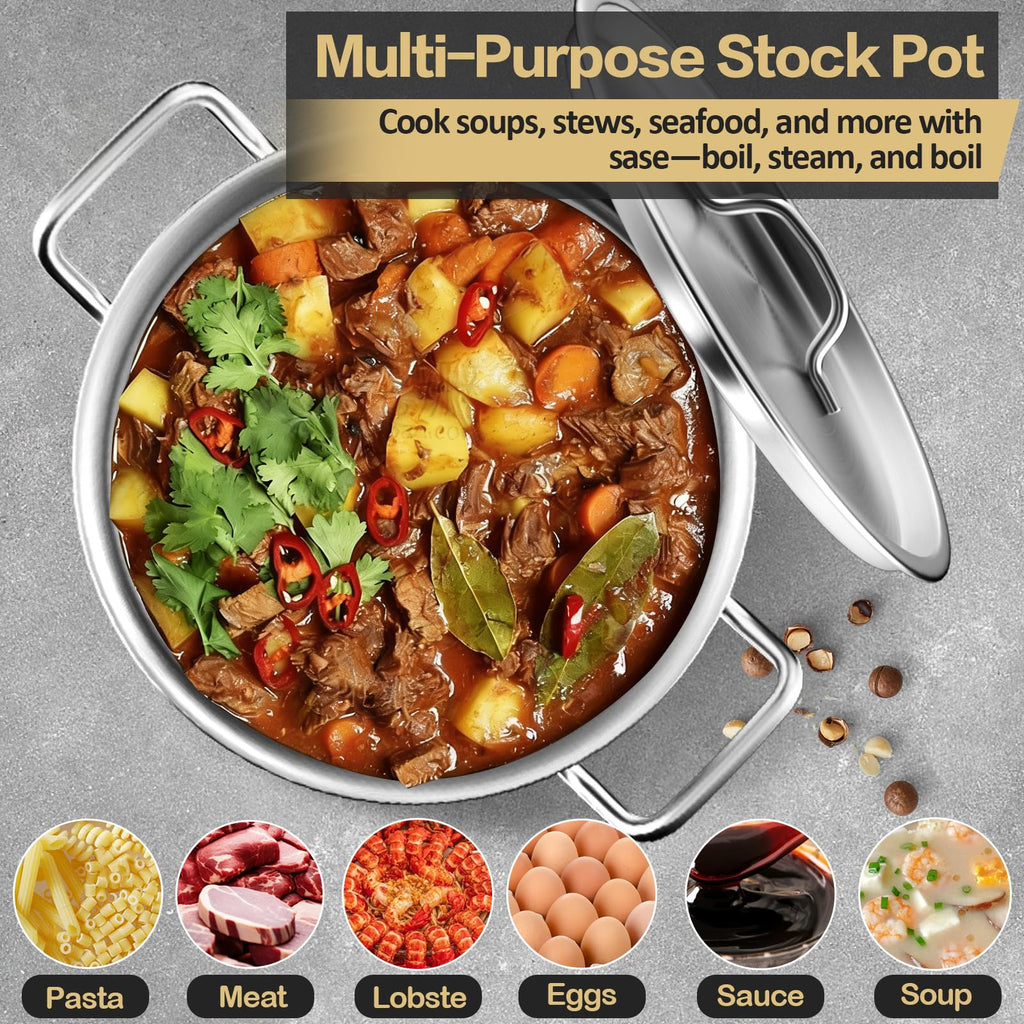 40QT Stainless Steel Stockpot with Lid L298