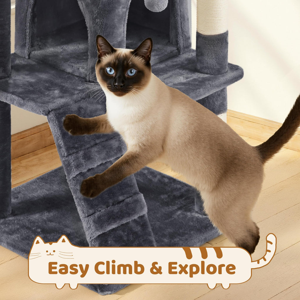 70in Multi-Level Cat Tree with Sisal Scratching Posts R714511