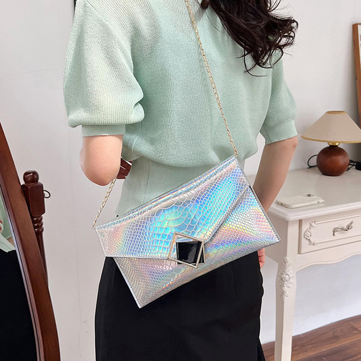 Genuine Leather Envelope Clutch G14408