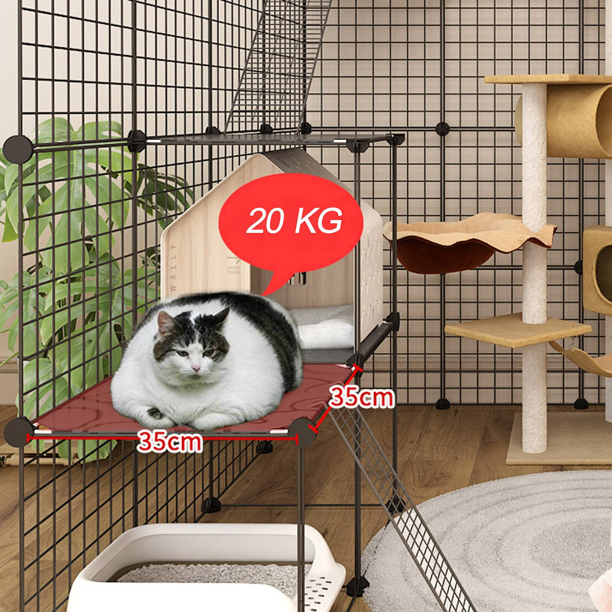 Metal Wire Small Animal Cage 111 * 111 * 146cm N12272