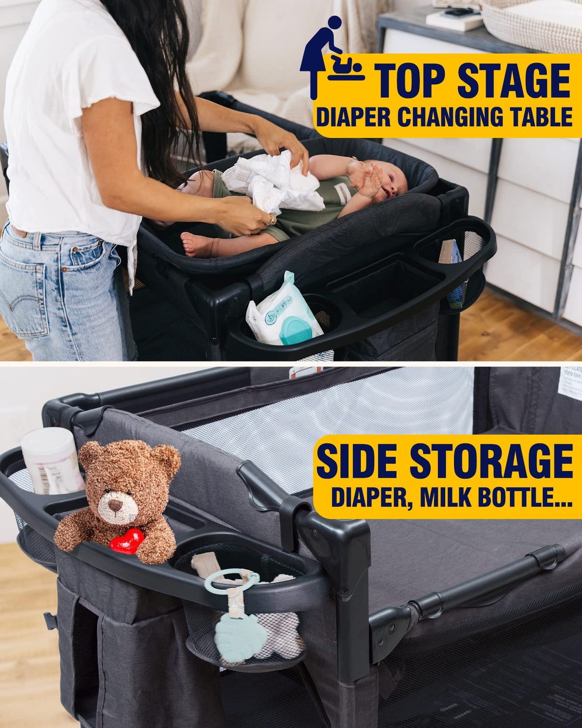 4 in 1 Baby Bassinet Bedside Sleeper K957358