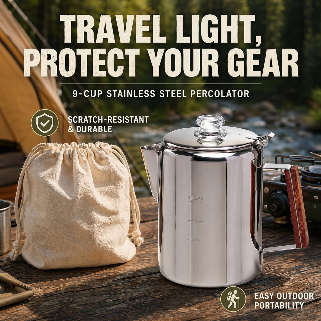 Stainless Steel 9 Cup Camping Coffee Percolator G86017