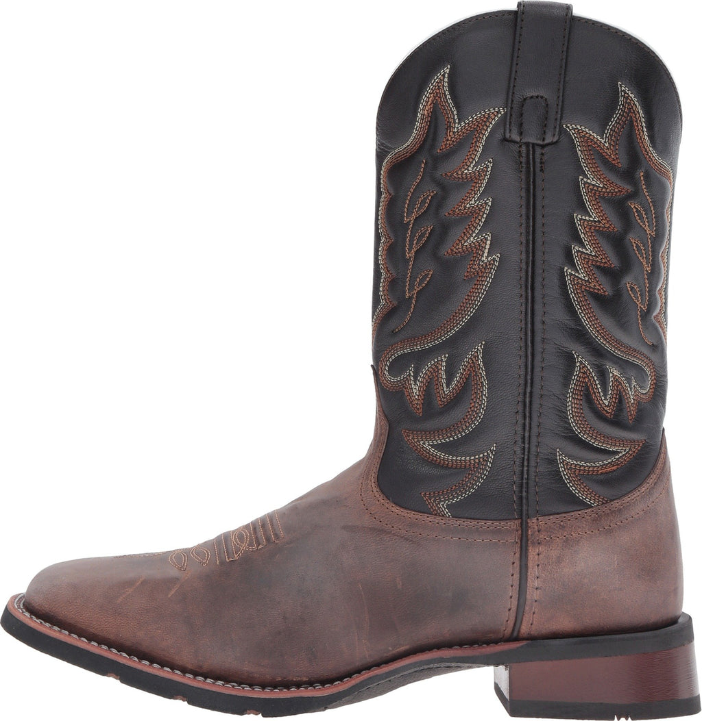 Brown Mid Calf Square Toe Pull On Boots Y16280