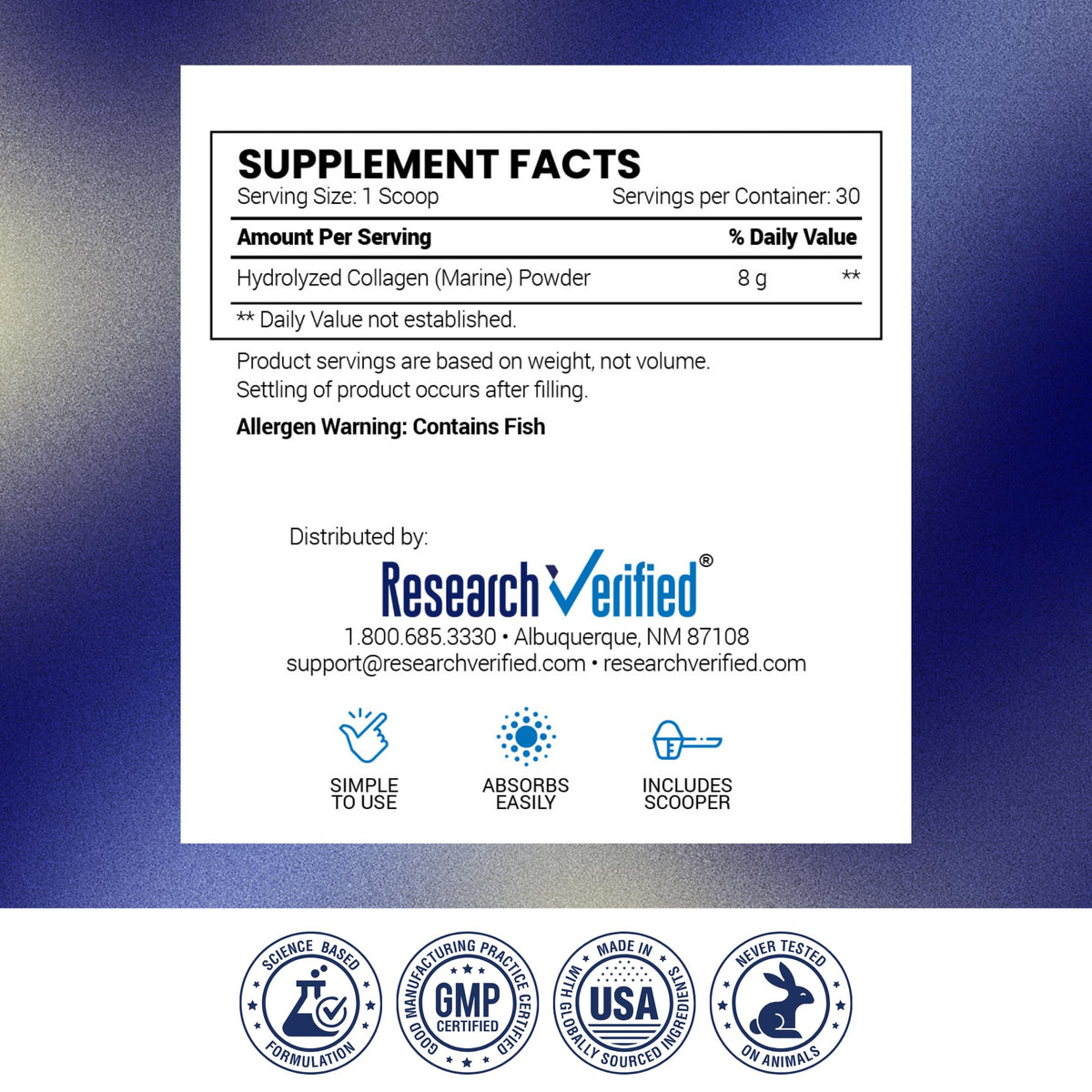 Hydrolyzed Marine Collagen Powder Unflavored Q2225