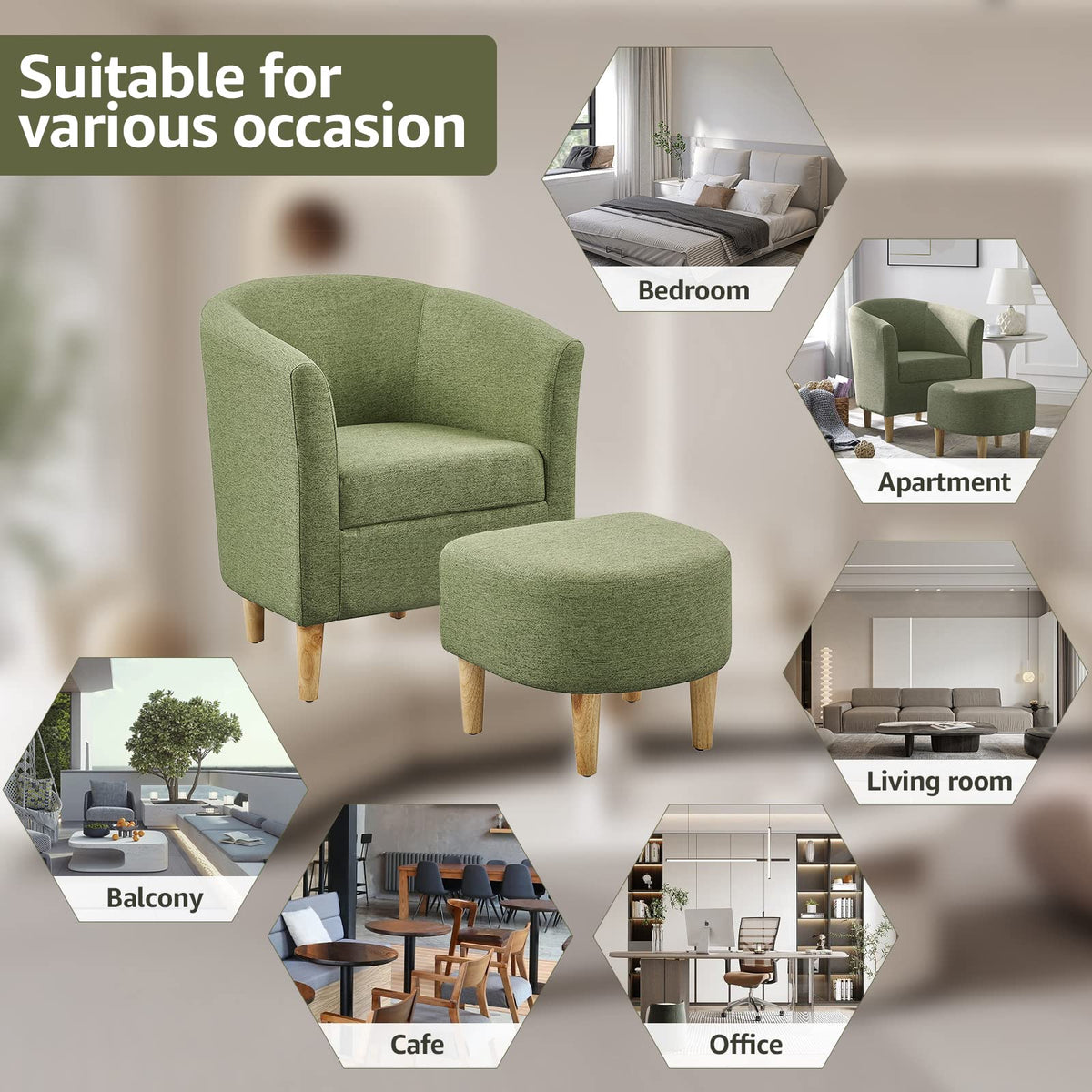 Green Accent Chair with Ottoman J74861