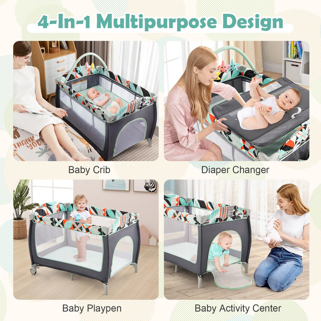 4 in 1 Portable Baby Crib Playpen with Bassinet X74061