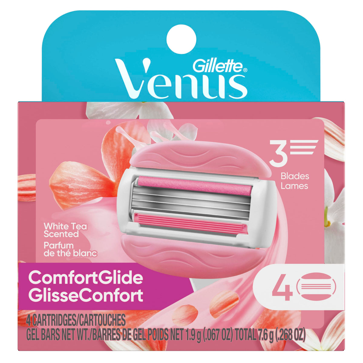 White Tea Razor Refills, 4 Cartridges T273784