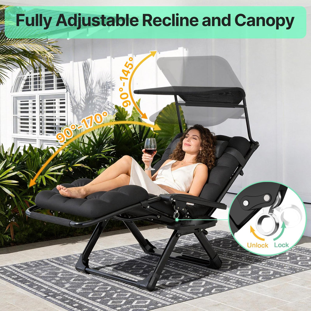 Zero Gravity Reclining Camping Chair with Canopy X473