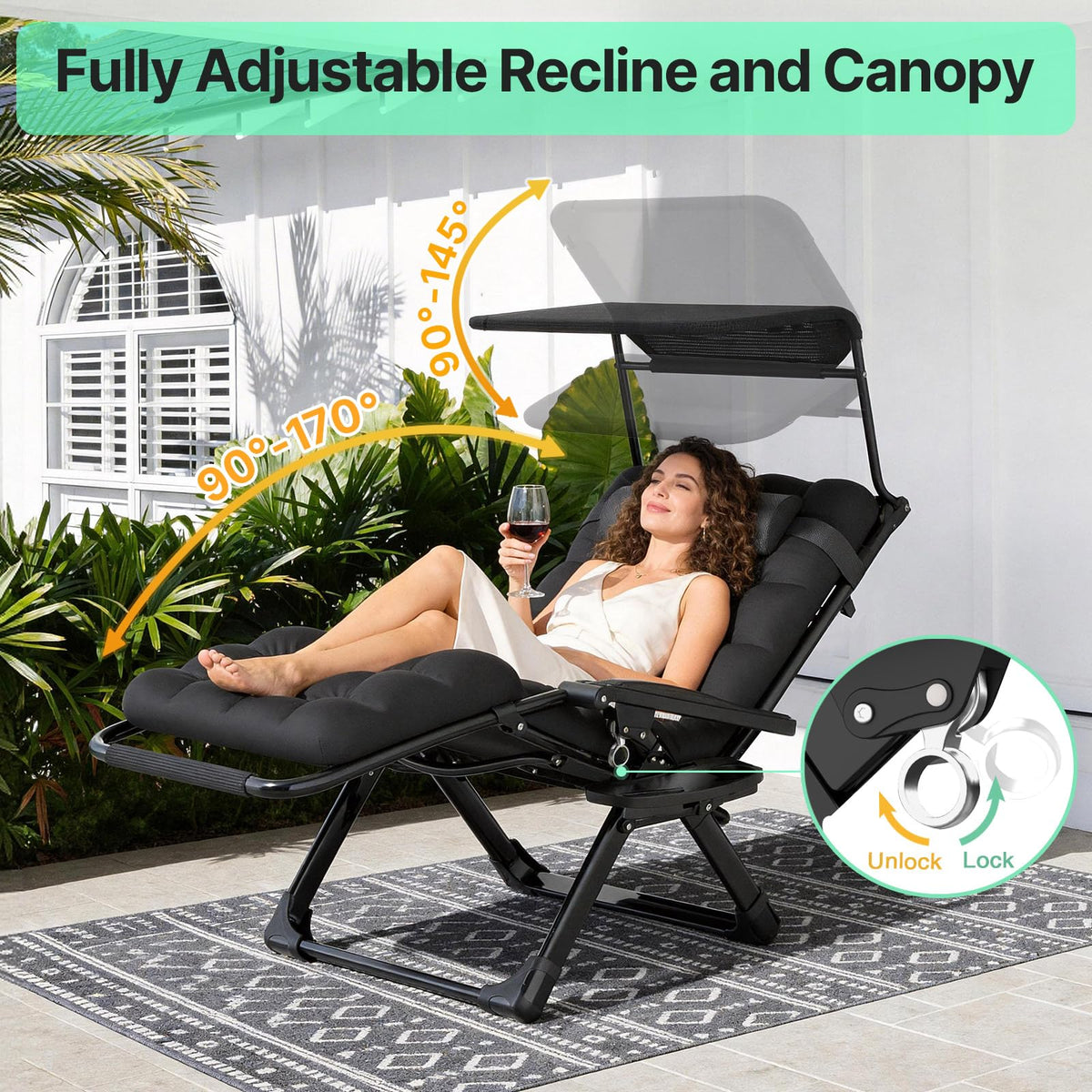 Zero Gravity Reclining Camping Chair with Canopy X473