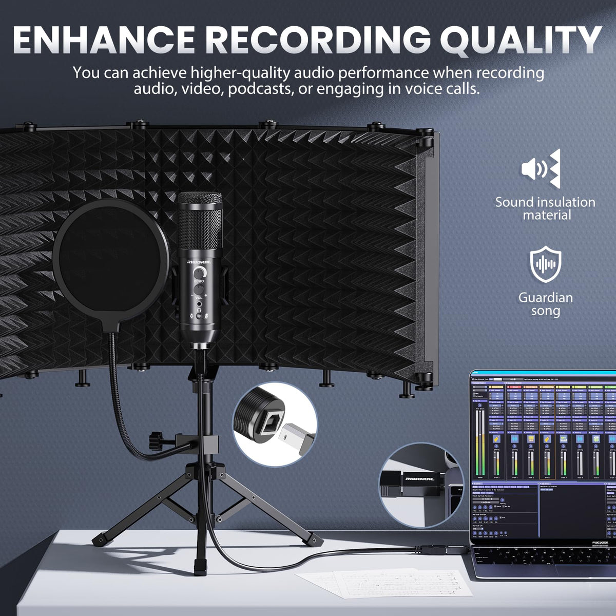 Microphone Isolation Shield with Pop Filter & Tri-Stand Kit K24801