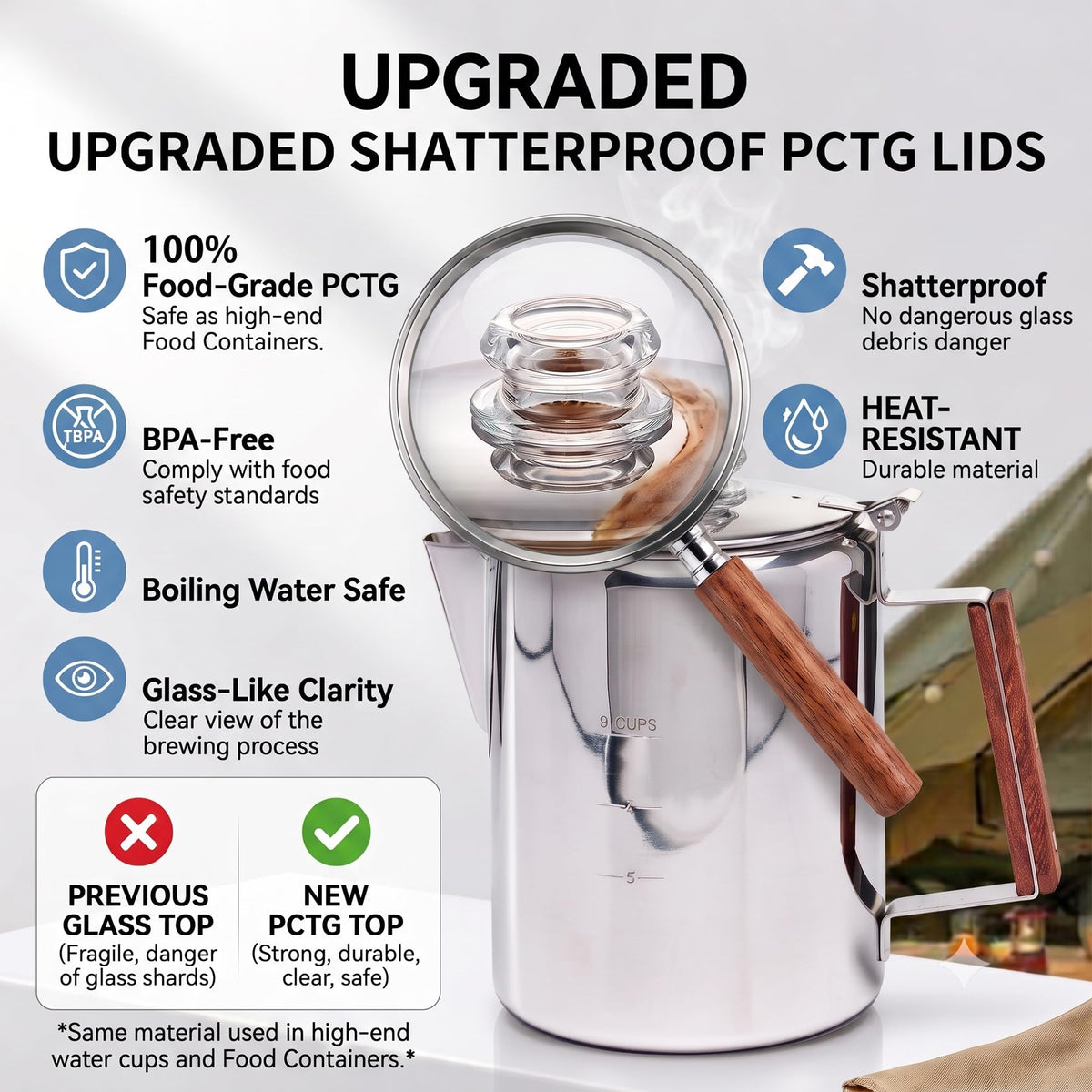 Stainless Steel 9 Cup Camping Coffee Percolator G86017