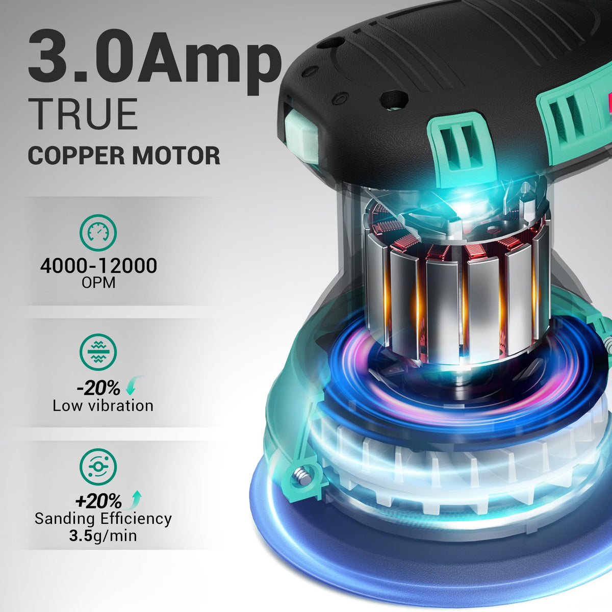 3.0 AMP Corded Random Orbital Sander 6 Speeds 5-Inch N2876