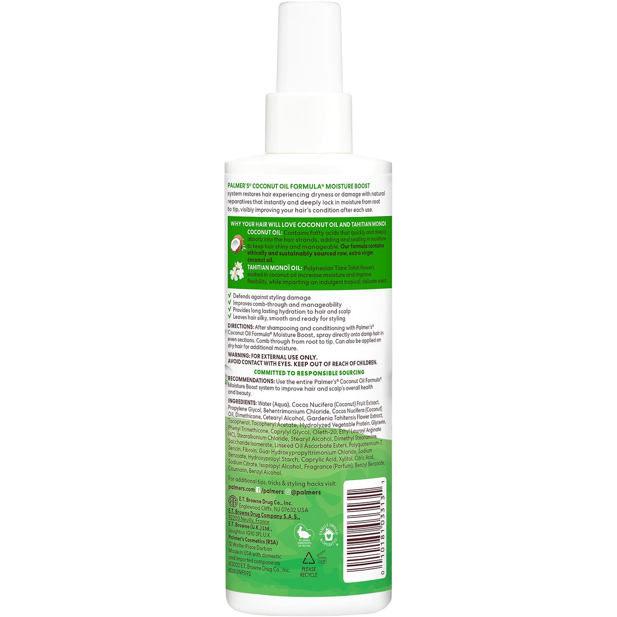 Coconut Oil Leave-In Conditioner Spray 8.5 Oz K3515