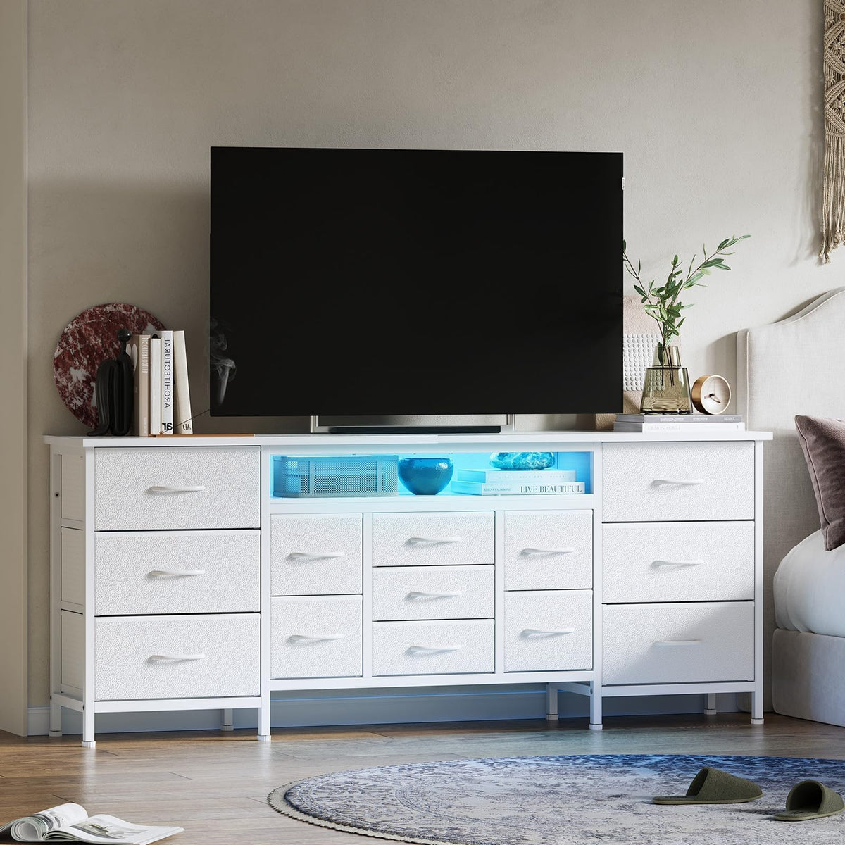 White 70 Inch 13 Drawer TV Stand F4157