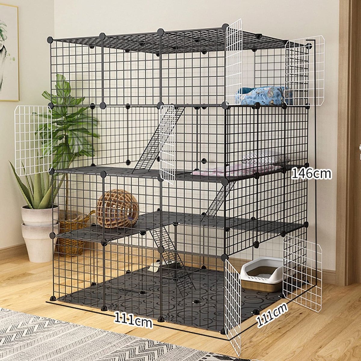 Metal Wire Small Animal Cage 111 * 111 * 146cm N12272