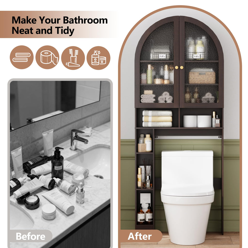 Over The Toilet Storage Cabinet with Acrylic Doors and Adjustable Shelf D24878