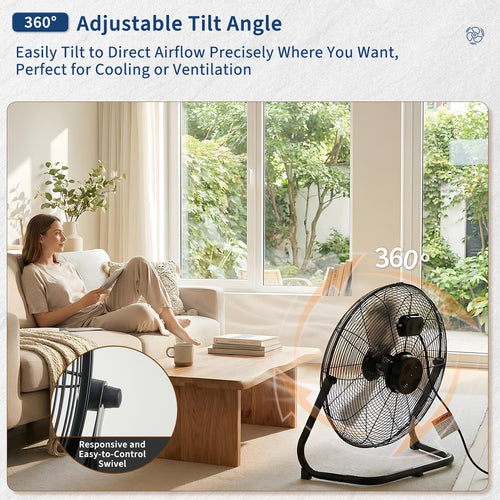 20 Inch High Velocity 3 Speeds Portable Floor Fan Q38838