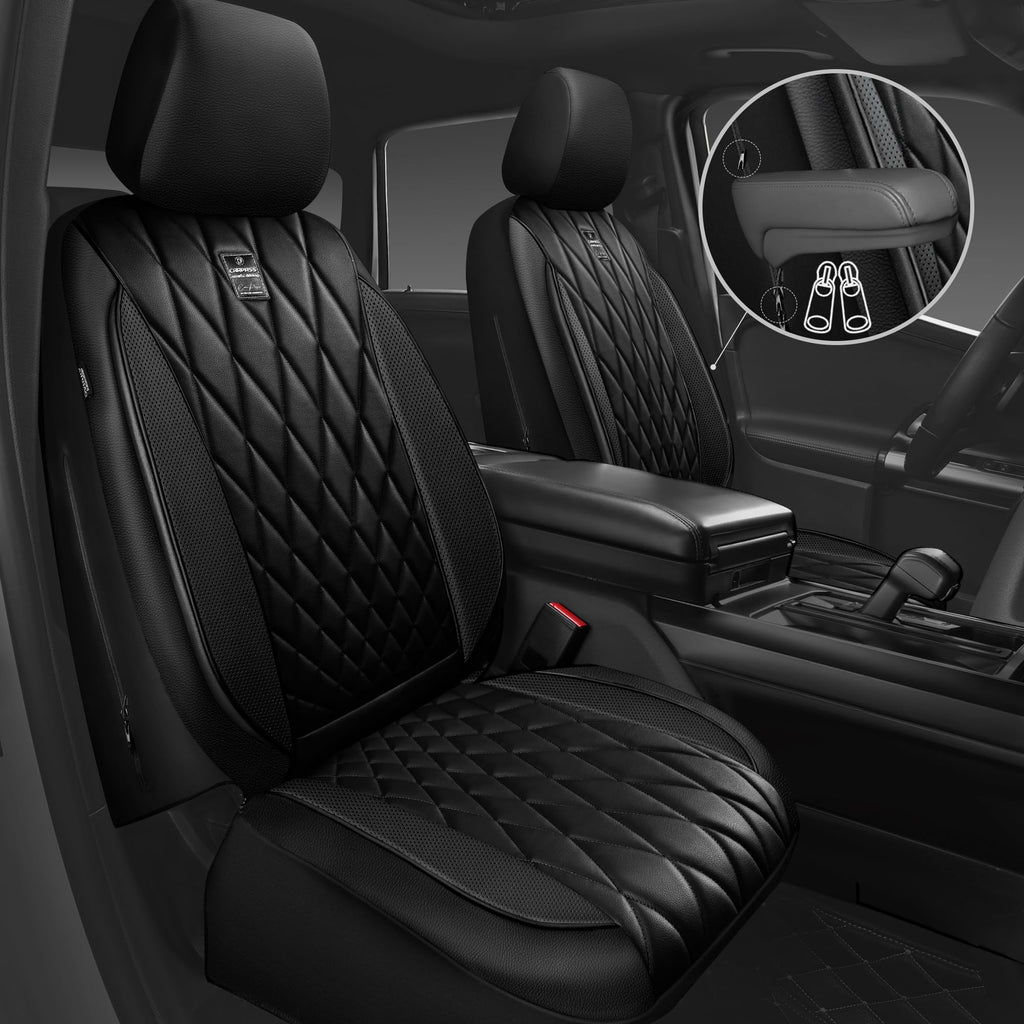 5 Seats Faux Leather Seat Covers Full Set Pure Black Q812