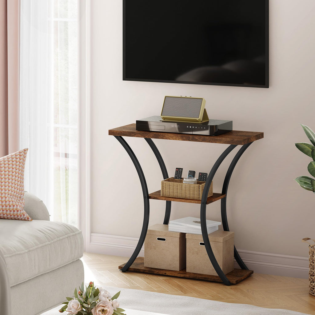 3 Tier Console Table with Open Wood Shelves M401
