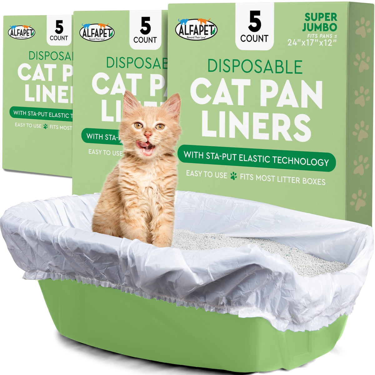 Super Jumbo 15Count Tear-Resistant Waterproof Cat Litter Box Liners R58386