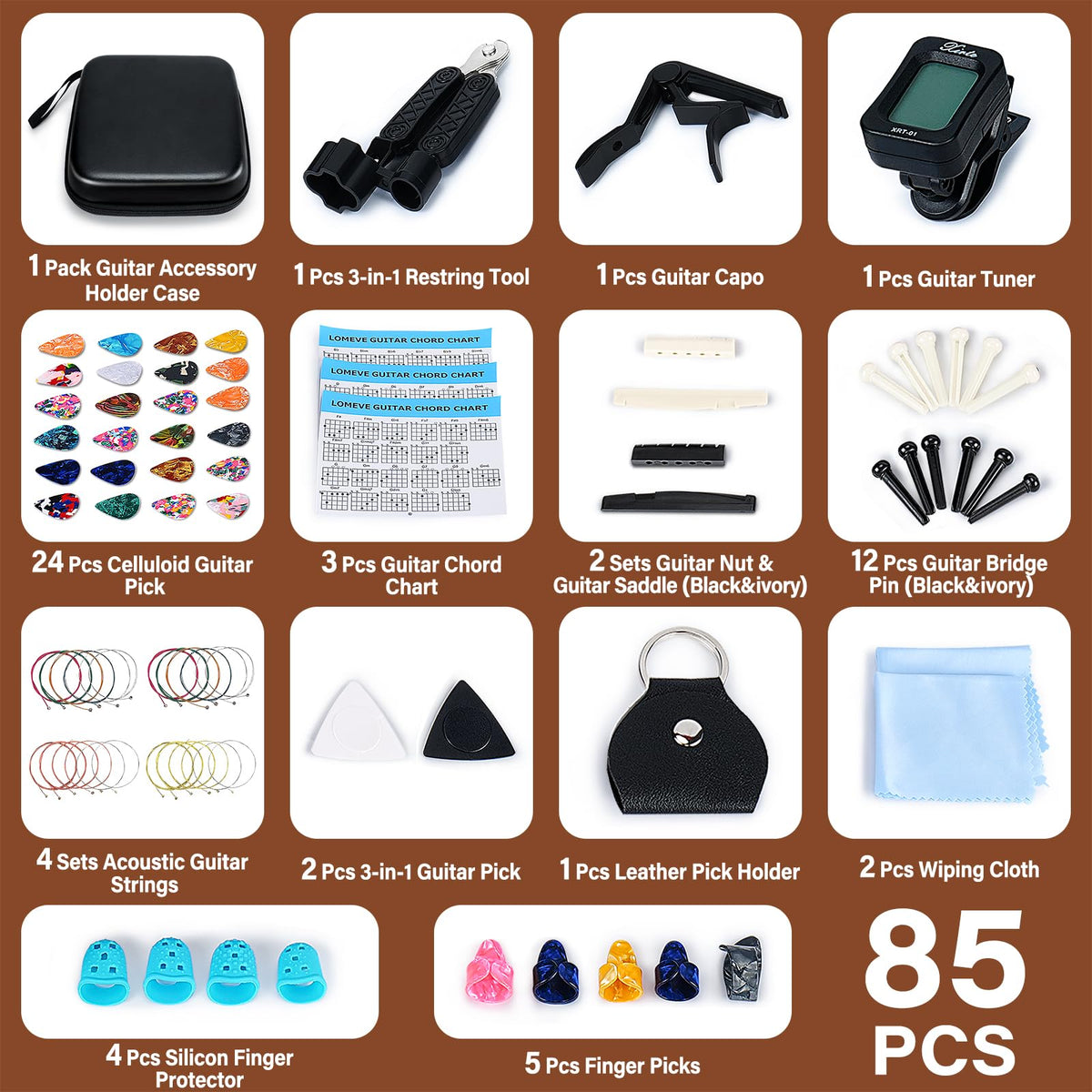 85PCS Guitar Accessories Kit O93669