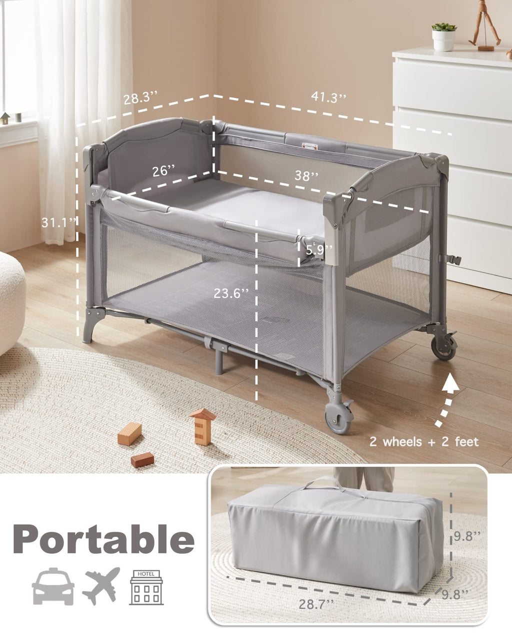 4 in 1 Baby Bassinet Bedside Sleeper K957358