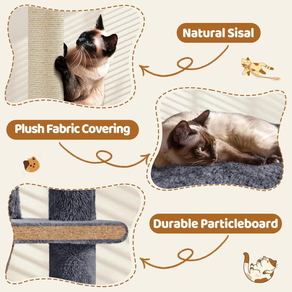 70in Multi-Level Cat Tree with Sisal Scratching Posts R714511