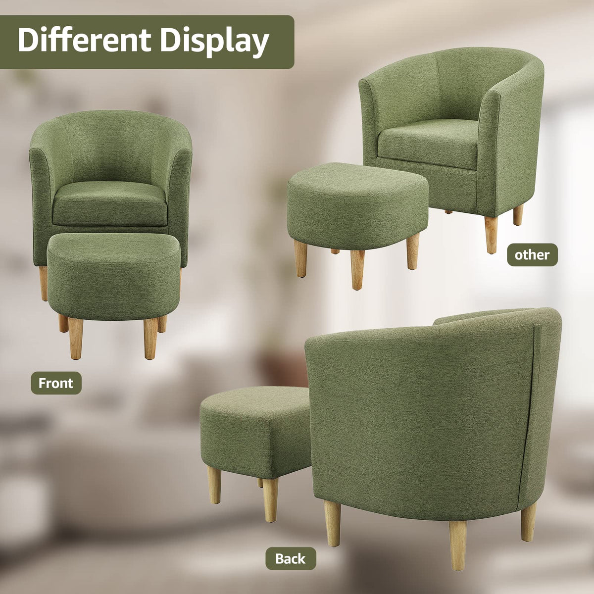 Green Accent Chair with Ottoman J74861