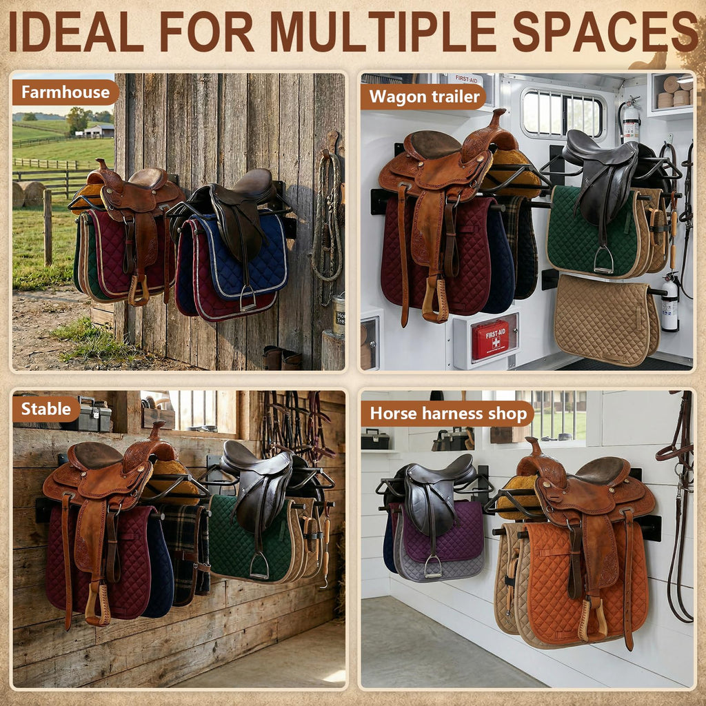 Wall Mounted Saddle Rack Set of 2, 120-lb Capacity Heavy Duty Iron Saddle Stand Z5340