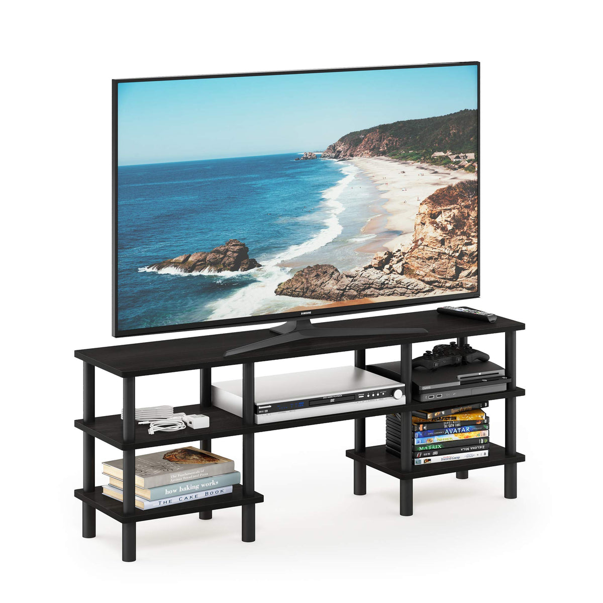 Black Espresso 3-Tier TV Stand A25348