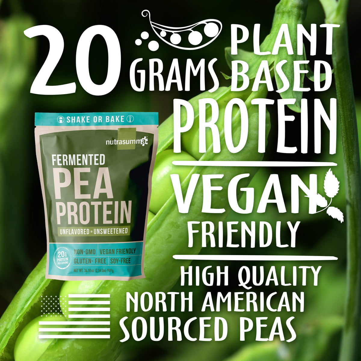 Unflavored Unsweetened Vegan Pea Protein Powder 2.14 LB Z9840