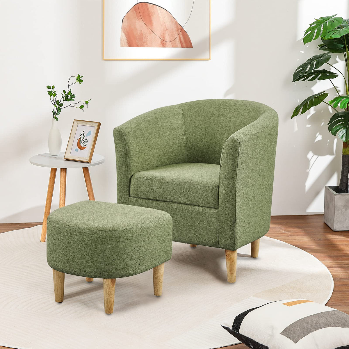 Green Accent Chair with Ottoman J74861