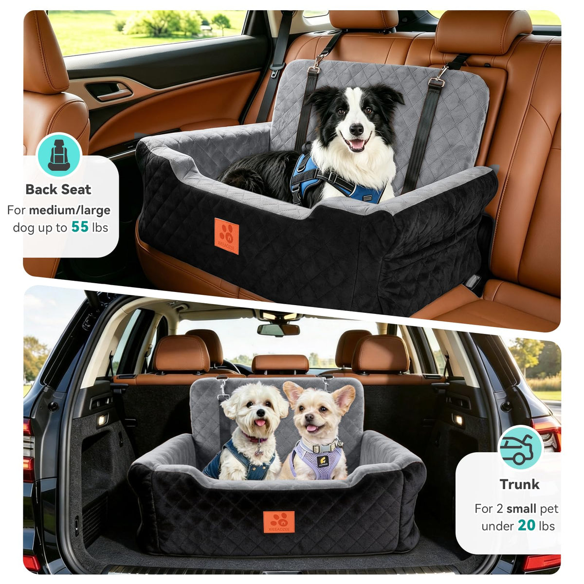 Dog Car Seat for Large/Medium Dogs Up to 55 lbs D8859