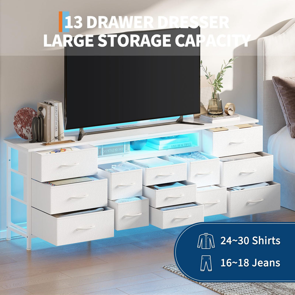 White 70 Inch 13 Drawer TV Stand F4157