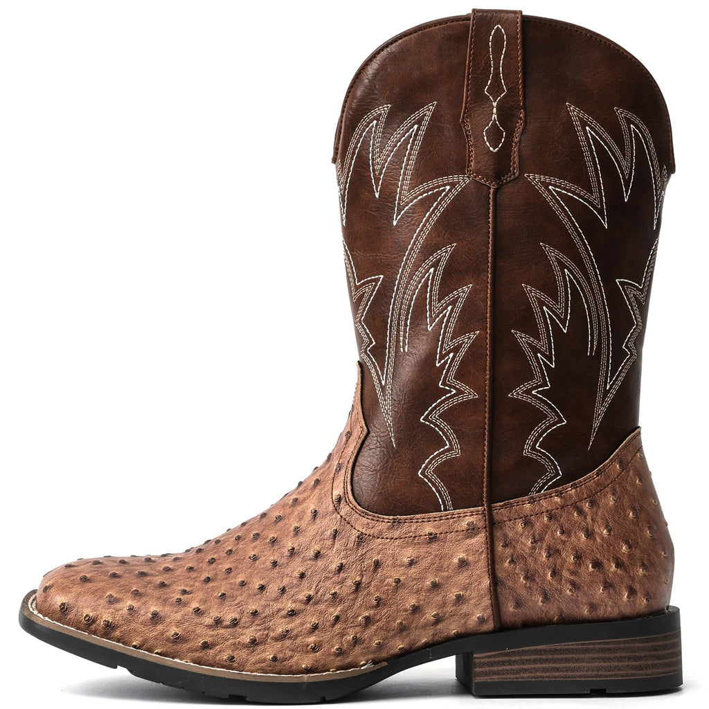 Cowboy Boots for Men Western Ostrich Embroidered Pull On Boots G706936
