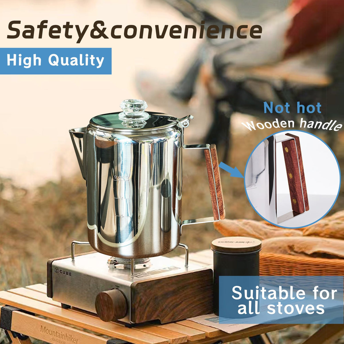 Stainless Steel 9 Cup Camping Coffee Percolator G86017