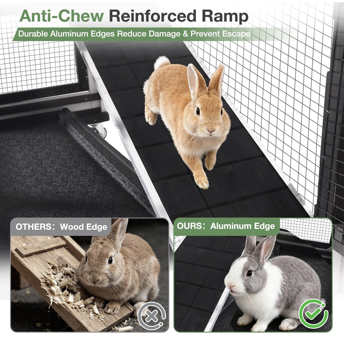 Large 2-Tier Rabbit Hutch with Wheels and Waterproof Roof F253581