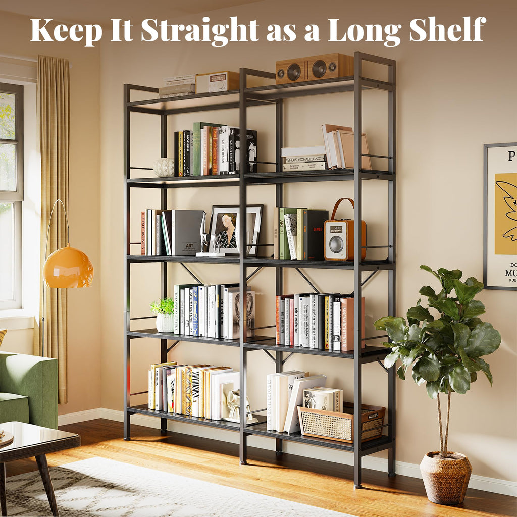 5 Tier L Shaped Corner Bookshelf with 10 Open Shelves I639