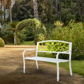 47in Weatherproof Metal Outdoor Bench with Back and Armrests B268