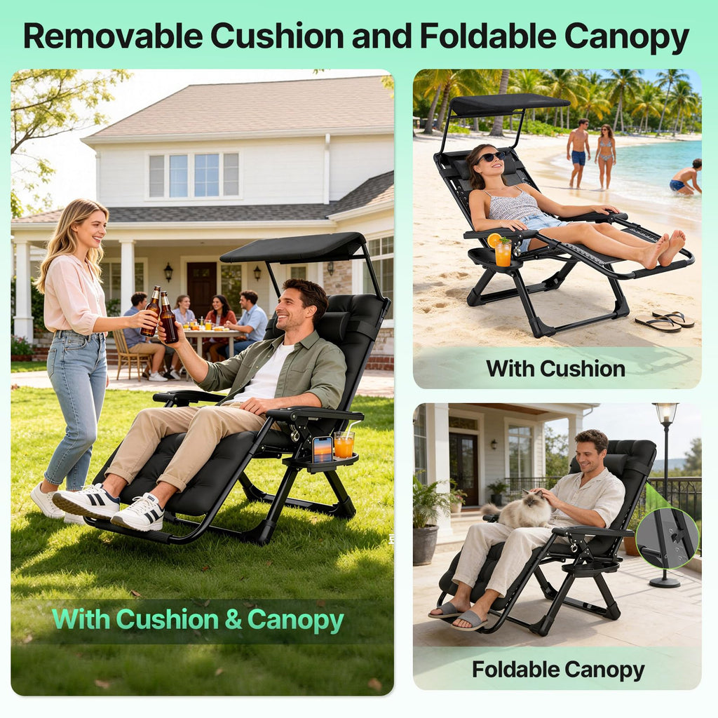 Zero Gravity Reclining Camping Chair with Canopy X473