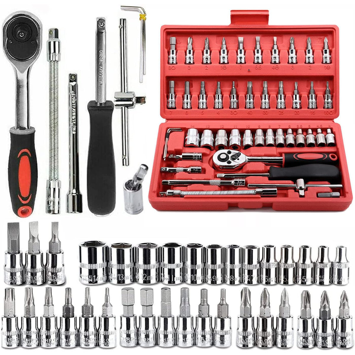 1/4 in. Drive Ratchet Socket Wrench Set E814
