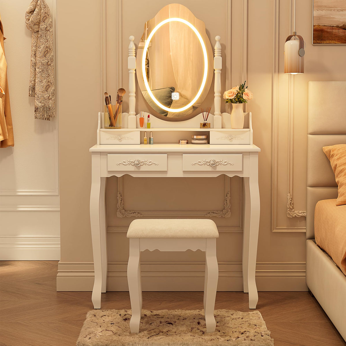 Vanity Desk with Mirror and Lights Y675