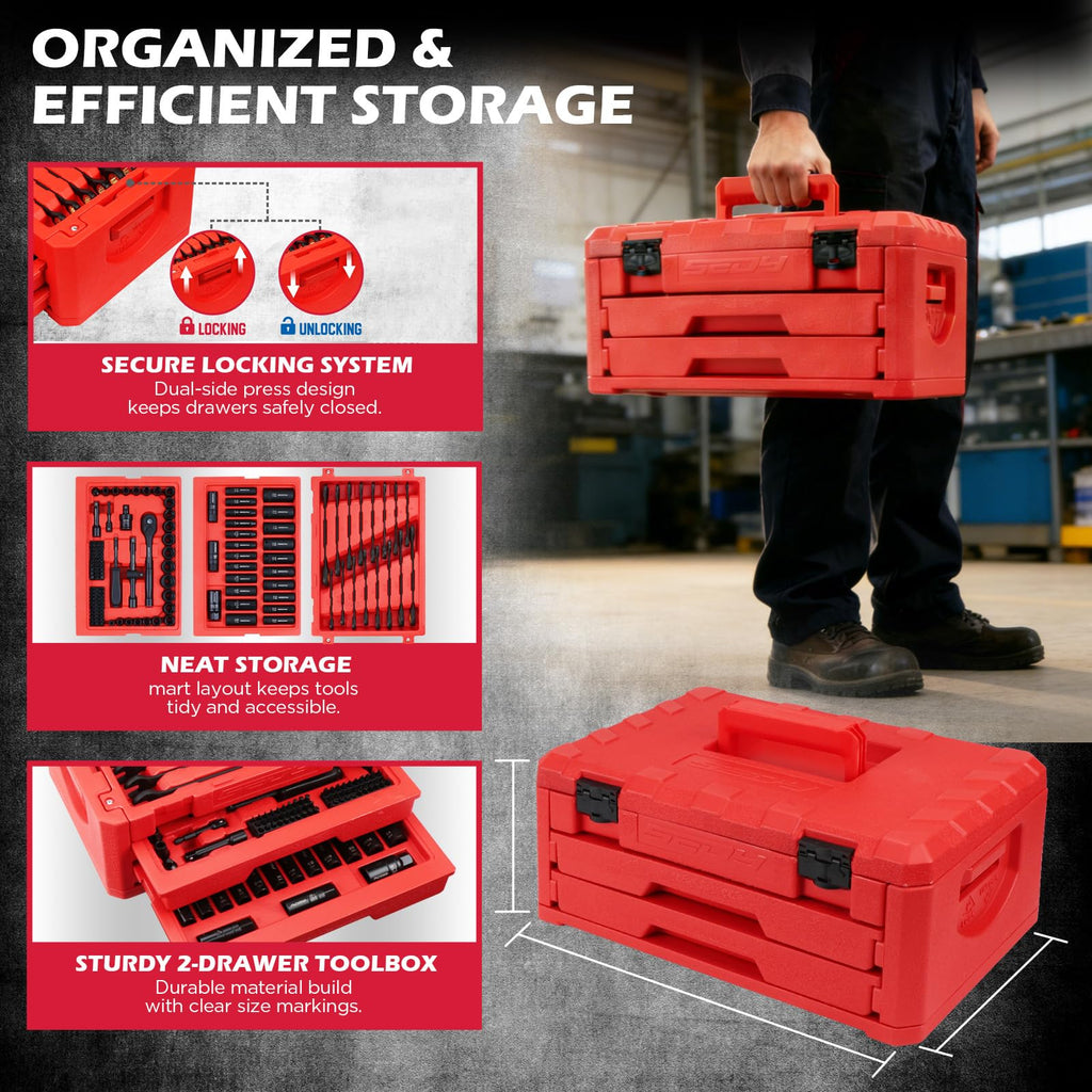 132-Piece SAE/Metric Mechanics Tool Set with Storage Case S980606